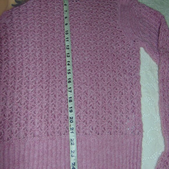 J Crew Sweater Pink Womens Cable Knit Pullover Mock Neck Long Sleeve Fuzzy sz 4 - Picture 6 of 12